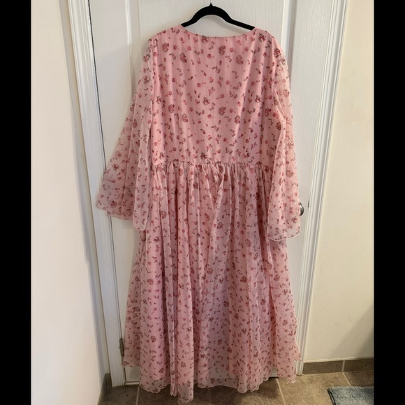 JessaKae Rosamund Pink Floral Maxi Dress w/sparkle - Picture 3 of 5